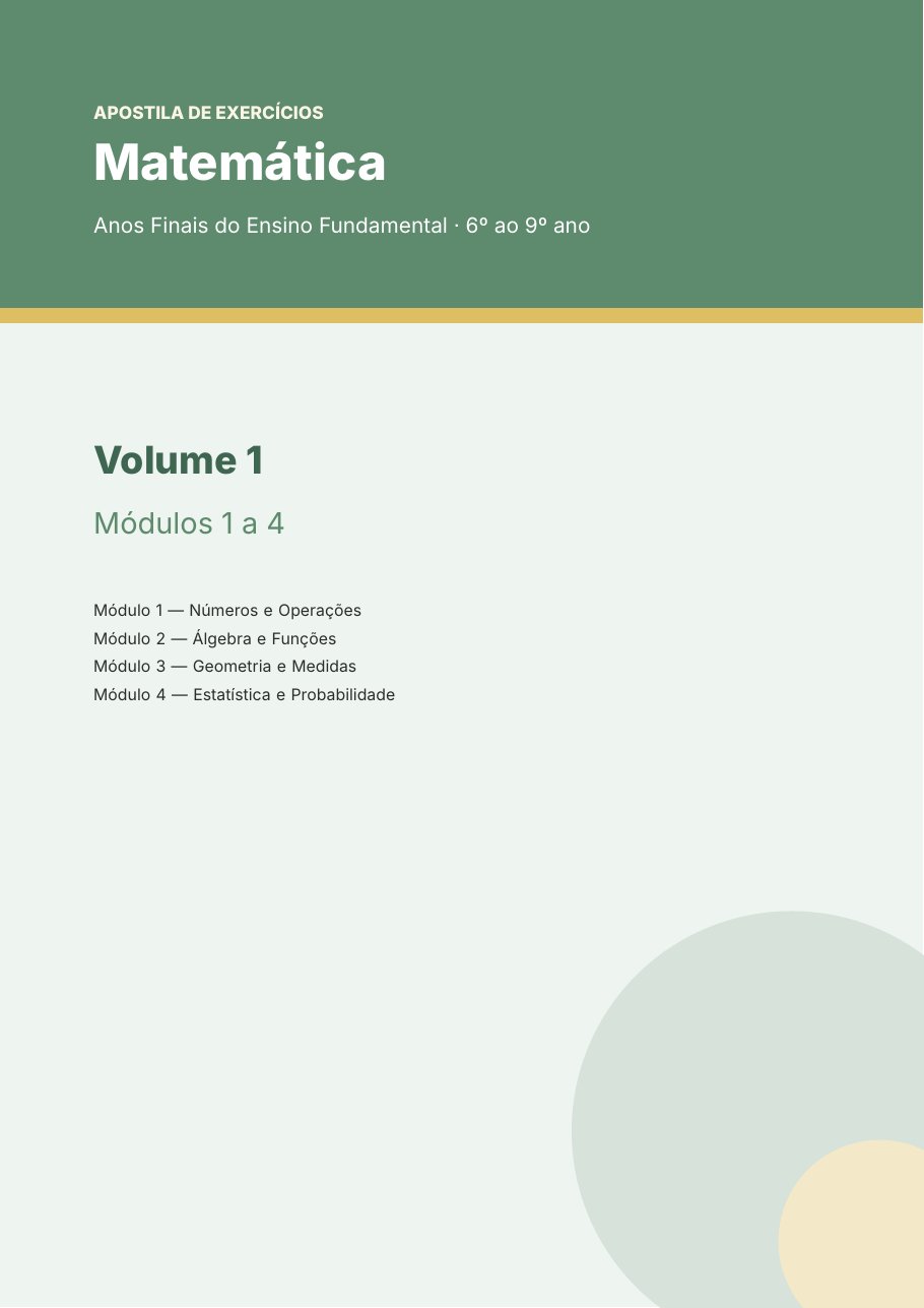 Capa da Apostila de Exercícios de Matemática