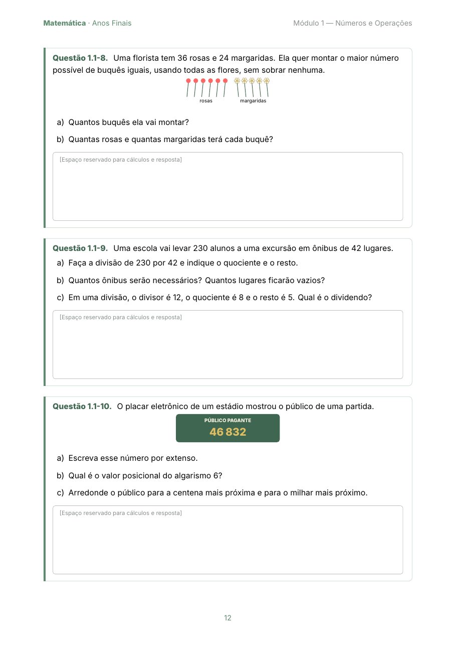 Página de questões com figuras